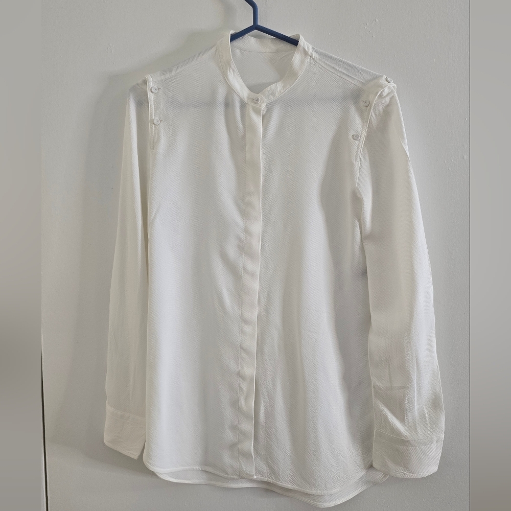 Mo&Co Elegant White Long Sleeves Top